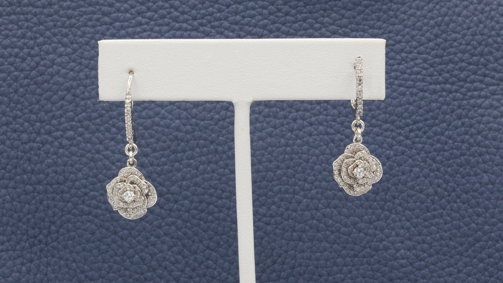 micro pave rosebud danglers {floral collection}